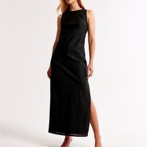 Abercrombie & Fitch High Neck Linen Cotton Blend Maxi Dress Size Large